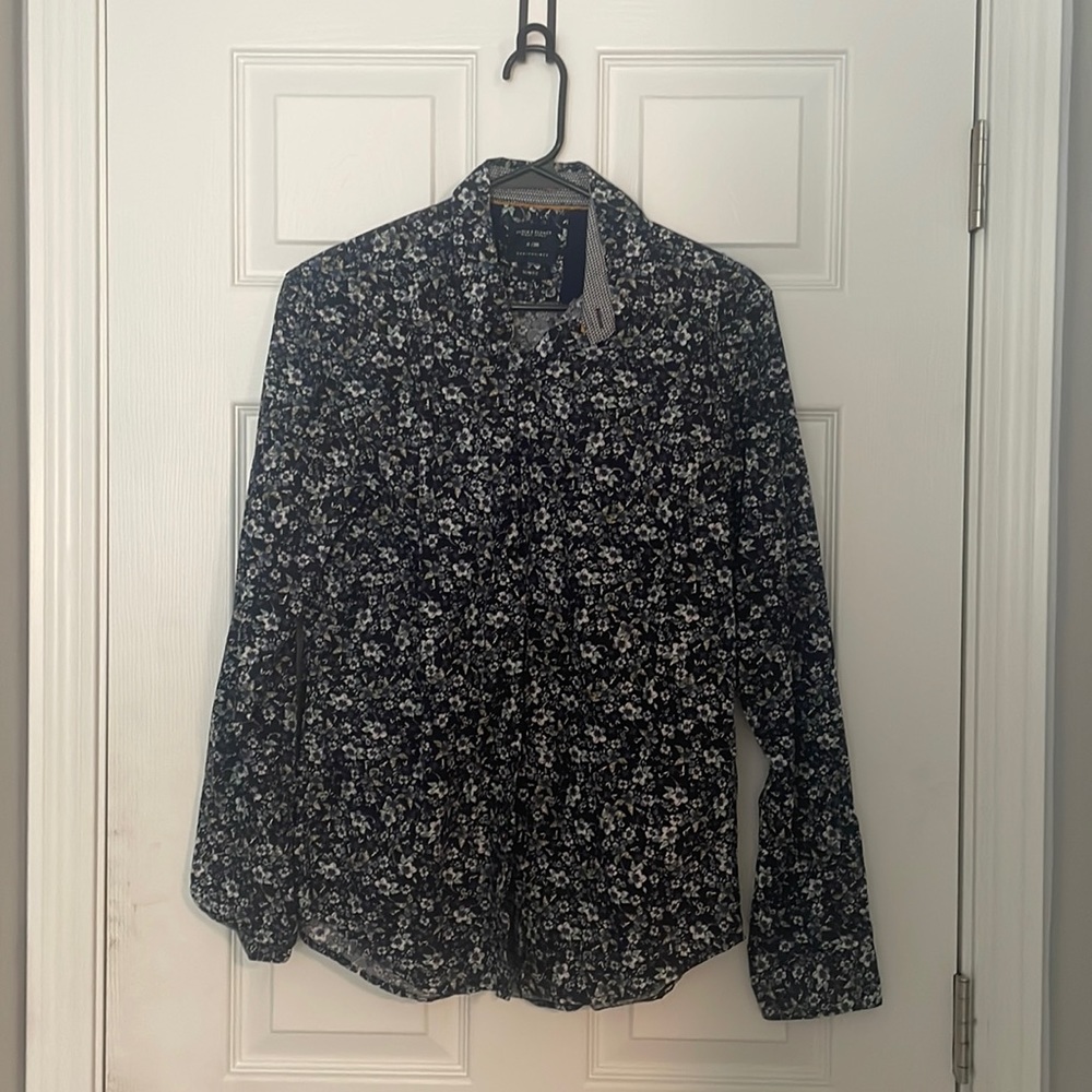 Denim & Flower Dress Shirt SMALL